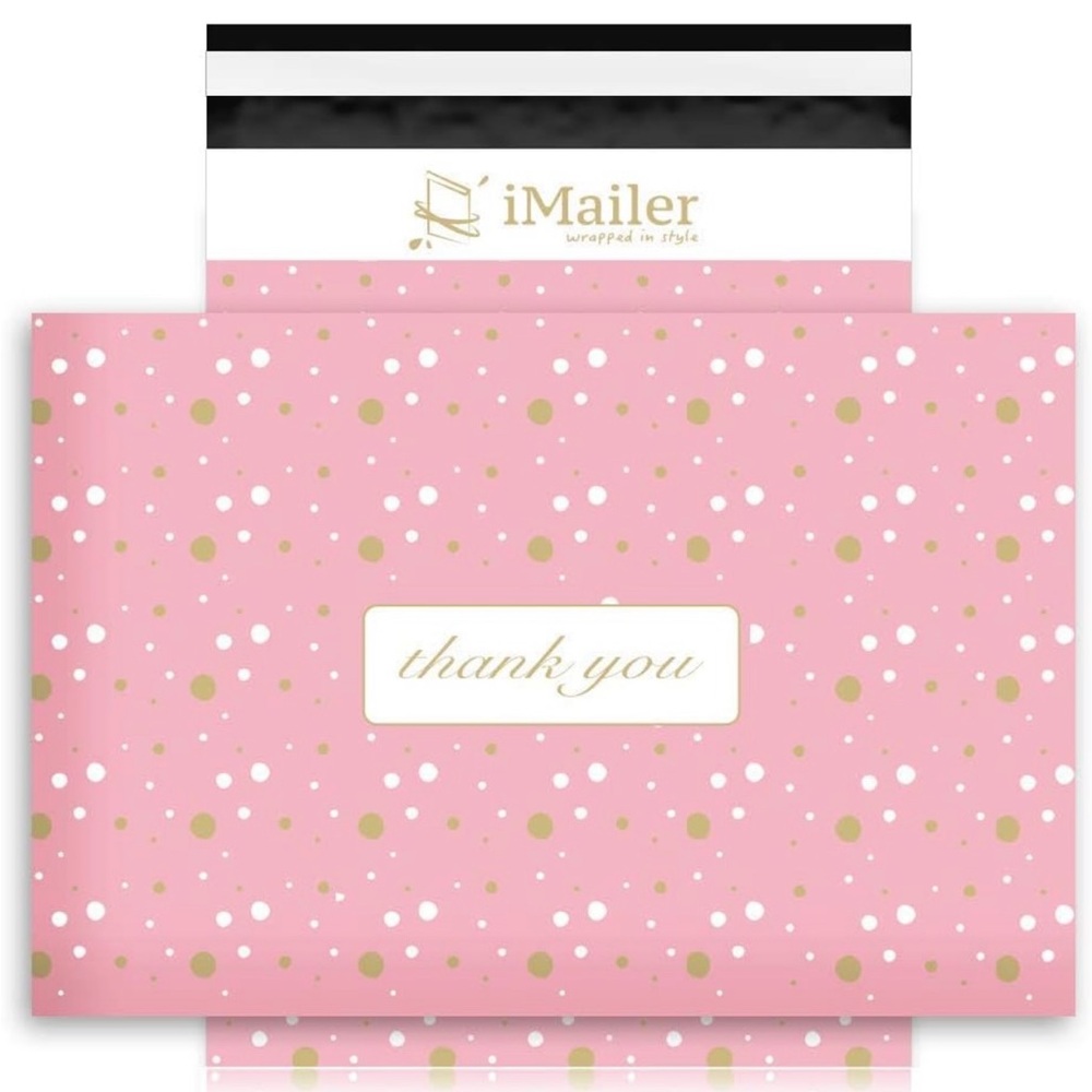 New Pink Polka Dot Poly Mailer, 10x13 inch, 25 Pack